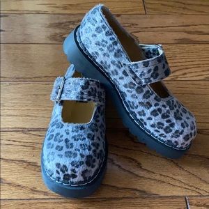 Faux snow leopard T.U.K. Mary Janes US 8